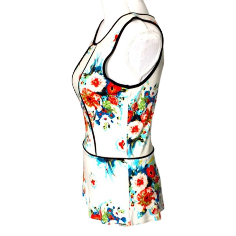 Anthropologie  Black White Floral Peplum Top  XS - Picture 2 of 8